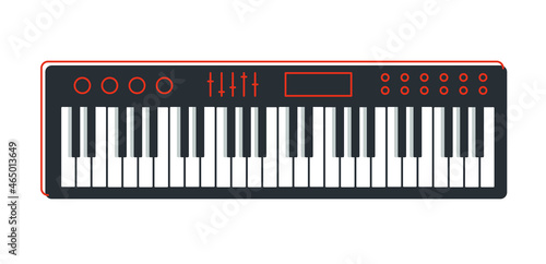 Synthesizer musical instrument vector flat illustration isolated over white background, keyboard music instruments.