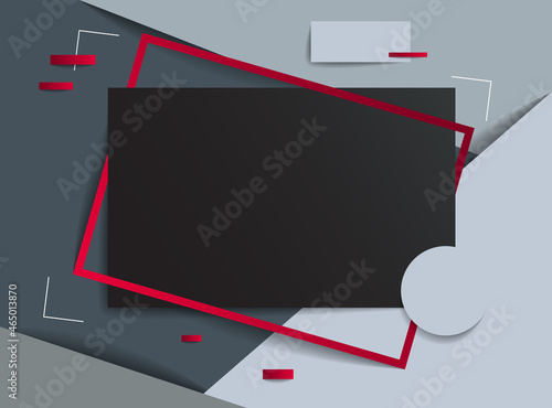 Frame with copy space for text design template, flyer, poster, card, banner, advertising layout, moderate colors and geometric shapes vector modern style paper cut 3d illustration.