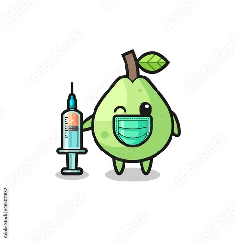 guava mascot as vaccinator