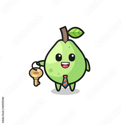 cute guava as a real estate agent mascot