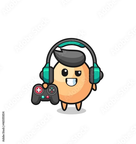egg gamer mascot holding a game controller