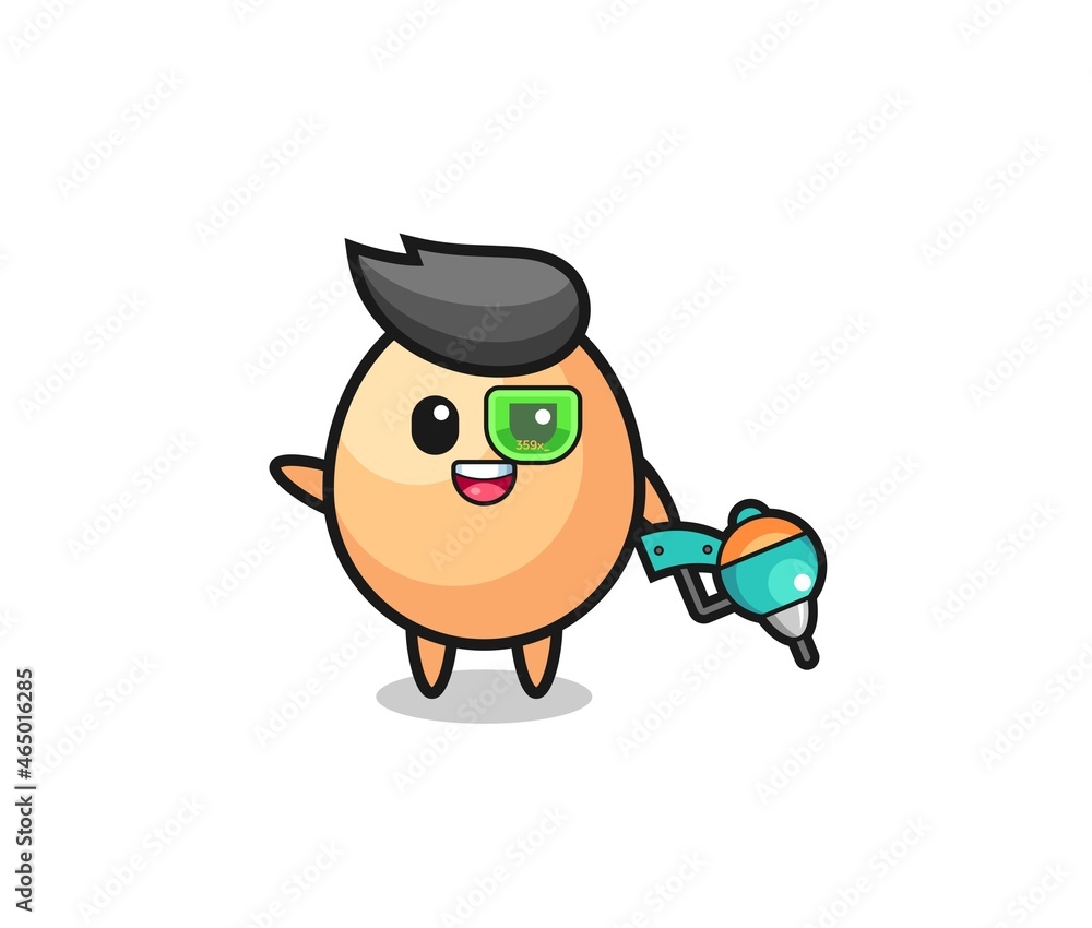 egg cartoon as future warrior mascot