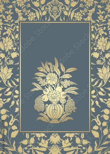 wedding card design, paisley floral pattern , India	