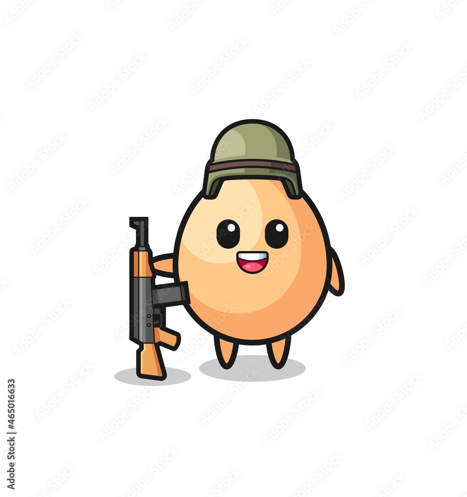 cute egg mascot as a soldier cute egg mascot as a soldier