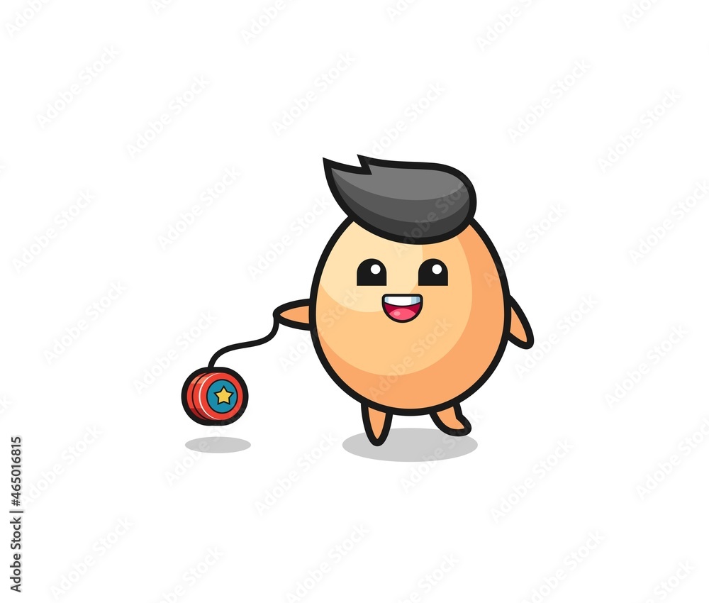 cartoon of cute egg playing a yoyo cartoon of cute egg playing a yoyo