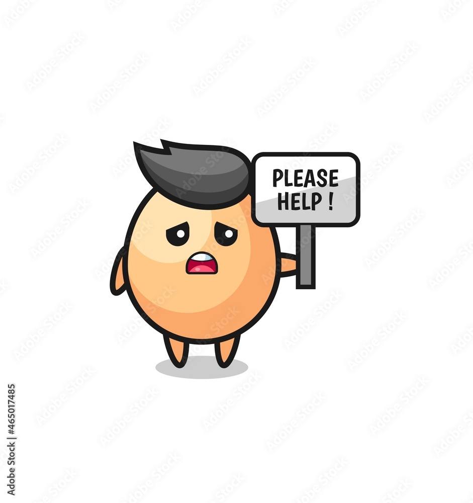 cute egg hold the please help banner