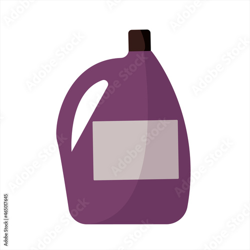 Washing bottle fabric softener washing powder for washing machine clean and smelling laundry in your home. Isolated on a white background.