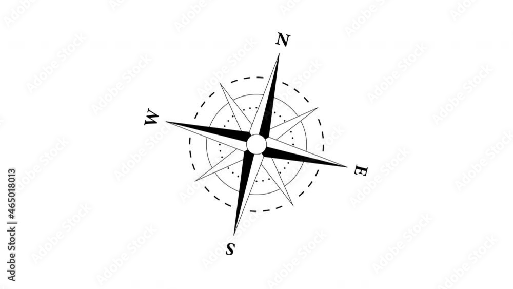 Rotating compass on a white background. The concept of vector change direction movement. Rotating compass on a white background. The concept of vector change direction movement.
