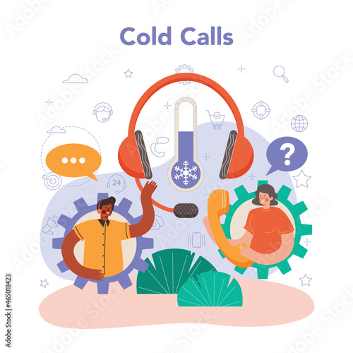 Call center concept. Idea of a customer service. Operator cold calling