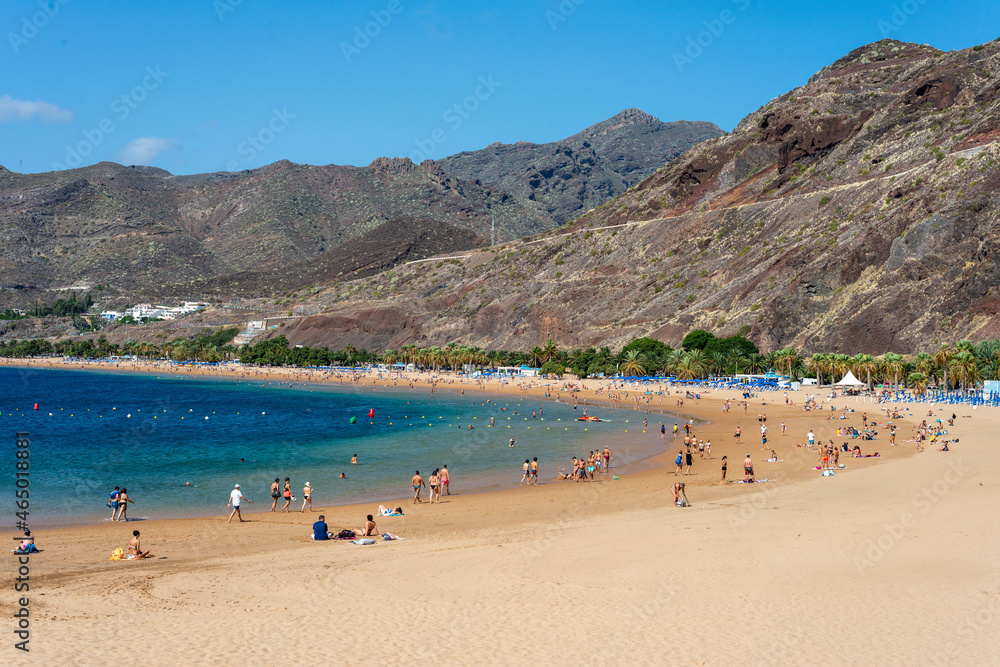 Las Teresitas beach on a sunny day in Santa Cruz. Tenerife. Canary Islands.