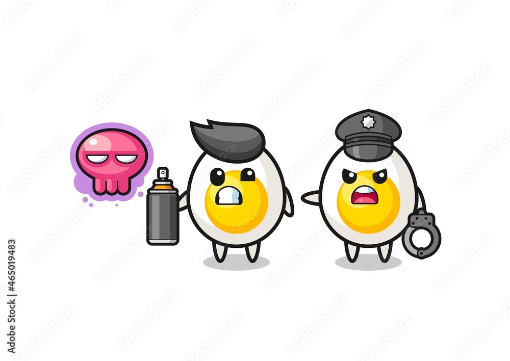 boiled egg cartoon doing vandalism and caught by the police boiled egg cartoon doing vandalism and caught by the police