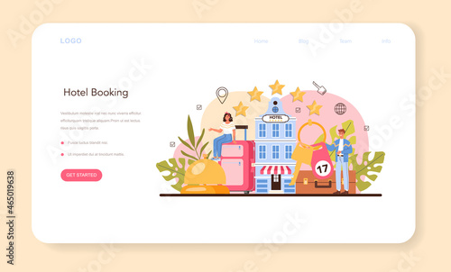 Tourism specialist web banner or landing page. Travel agent selling tour