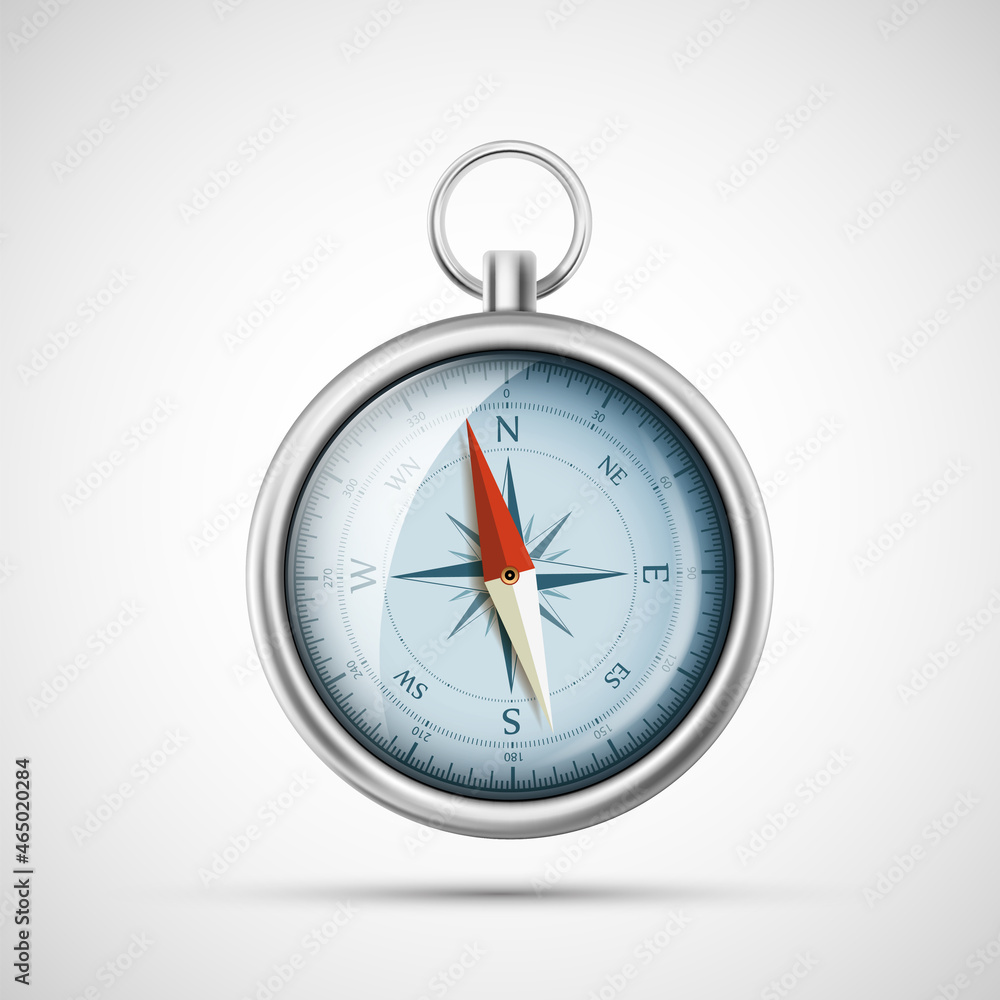 Realistic compass icon. Isolated on white background Realistic compass icon. Isolated on white background