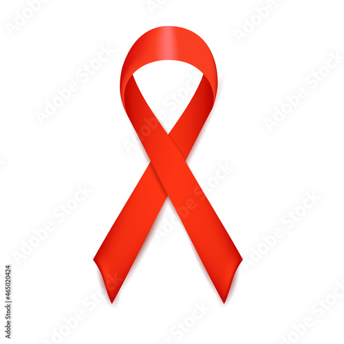 Red Ribbon on white Background. Vector
