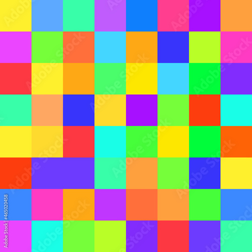 Seamless random squares, mosaic tiles pixelated, pixels colorful vibrant, vivid background pattern. blocks repeatable checker. tileable texture. Vector