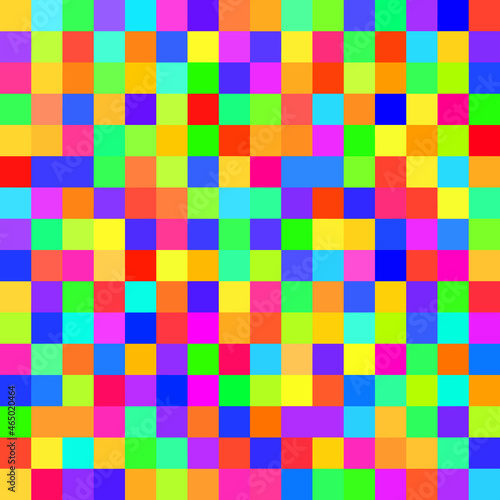 Seamless random squares  mosaic tiles pixelated  pixels colorful vibrant  vivid background pattern. blocks repeatable checker. tileable texture. Vector