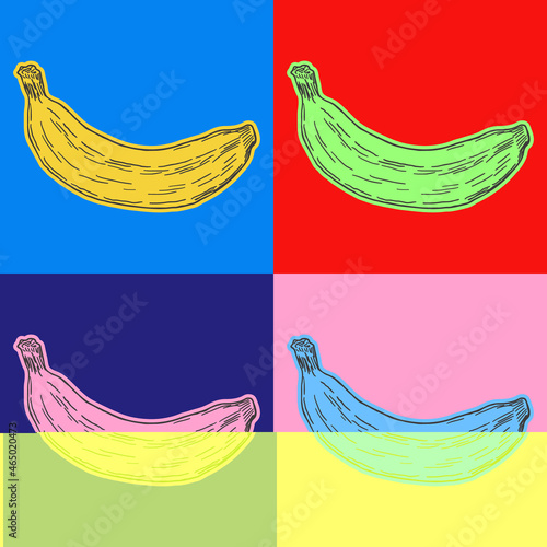 Banana Pop Art Style Andy Warhol style Vector photo