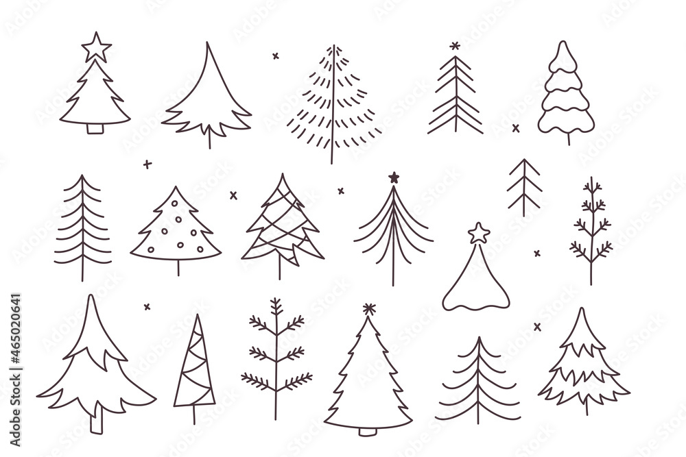 Christmas Tree Vector, svg Xmas Tree. Set of 18 Christmas Tree