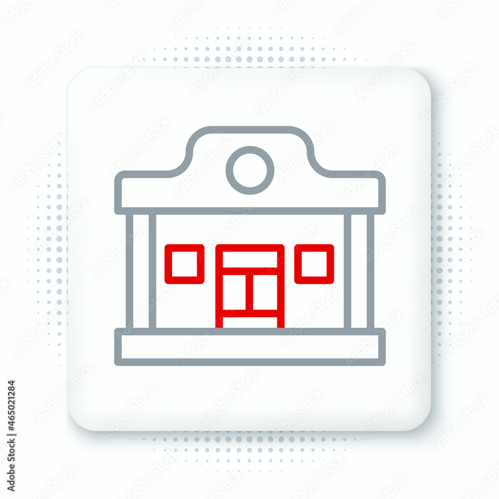Line Wild west saloon icon isolated on white background. Old west building. Colorful outline concept. Vector