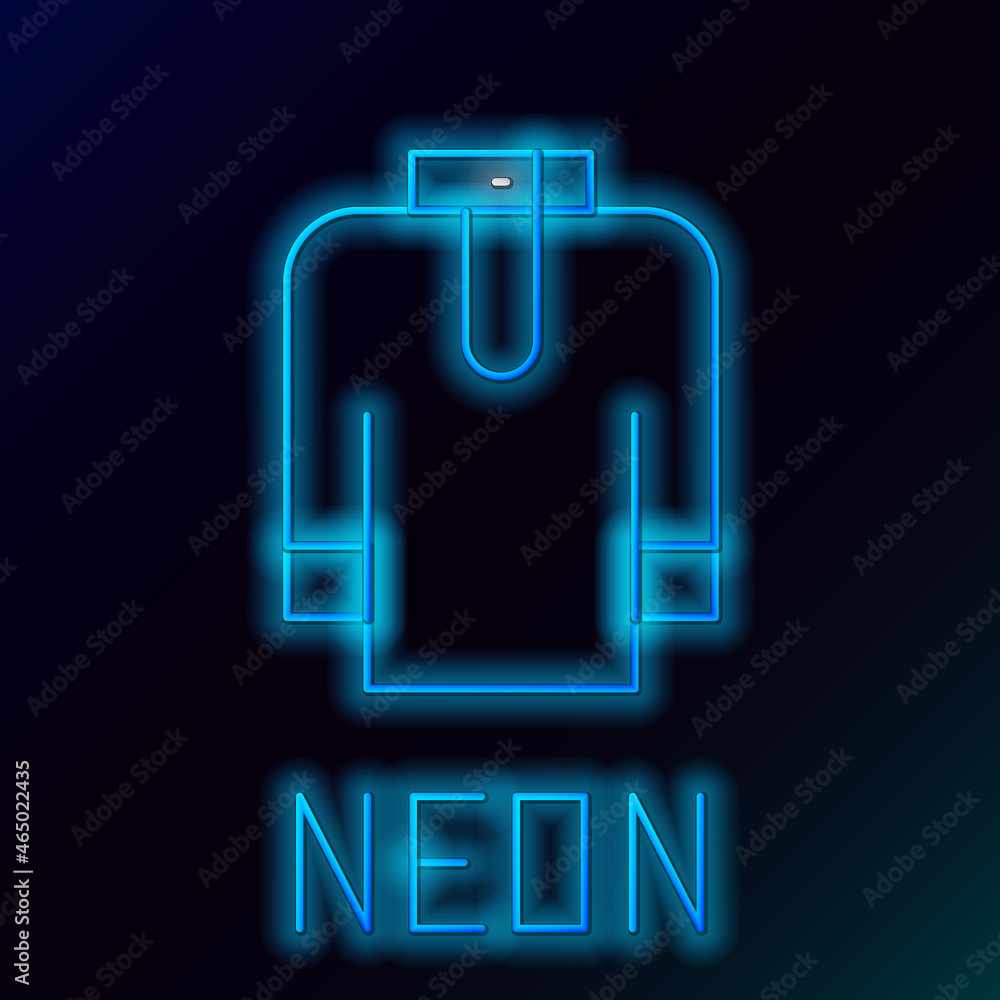 Glowing neon line Shirt kurta icon isolated on black background. Colorful outline concept. Vector Glowing neon line Shirt kurta icon isolated on black background. Colorful outline concept. Vector