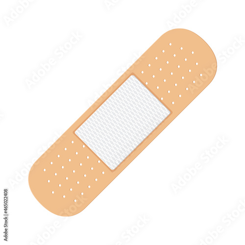 A Bandageis a thin fabric strip on which an adhesive mass is applied. The patch is a dosage form in the form of a plastic mass. Vector illustration isolated on a white background for design and web.