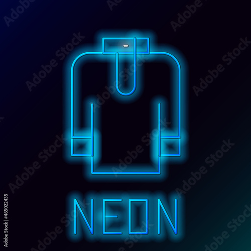 Glowing neon line Shirt kurta icon isolated on black background. Colorful outline concept. Vector