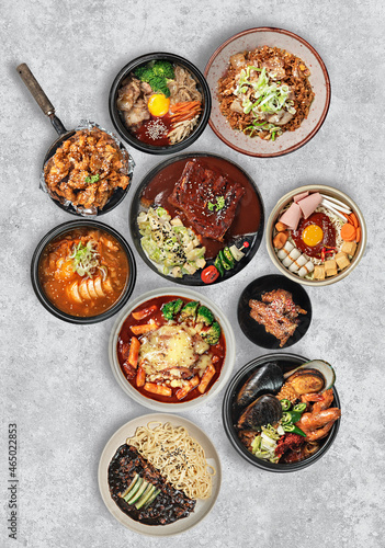 Traditional korean style cuisine on white background