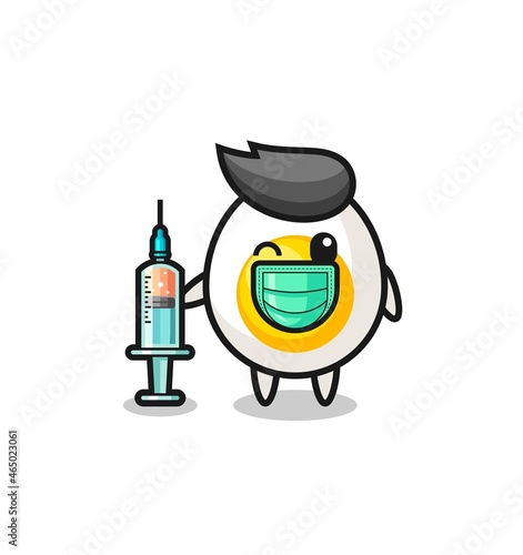 boiled egg mascot as vaccinator
