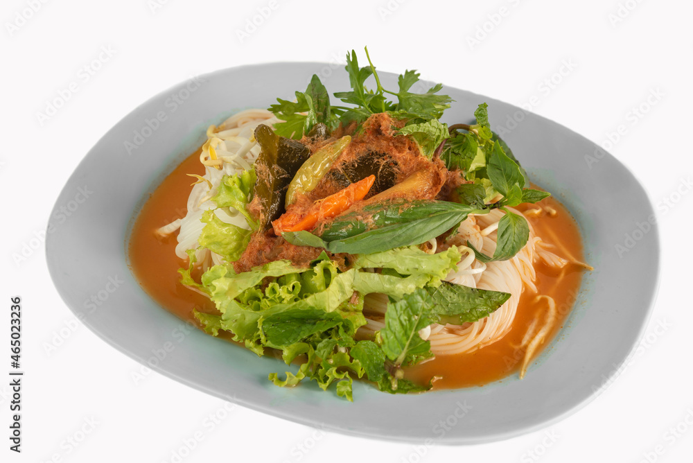 rice noodles with fish curry sauce