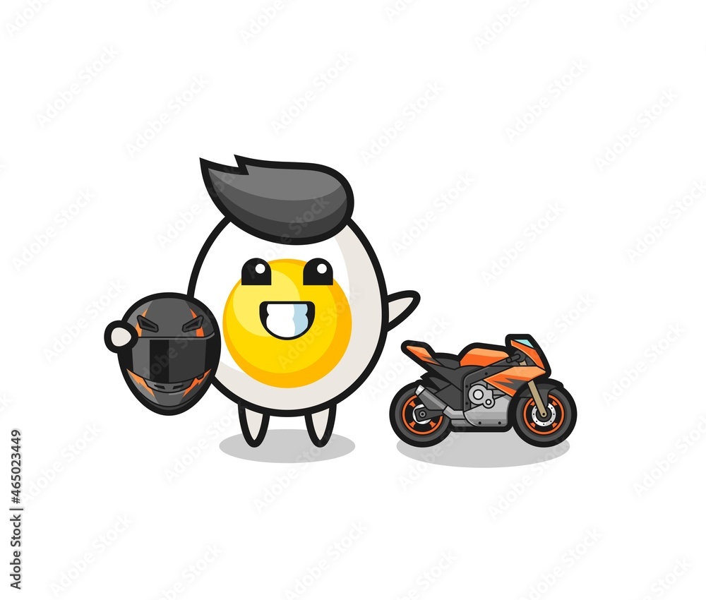 cute boiled egg cartoon as a motorcycle racer cute boiled egg cartoon as a motorcycle racer
