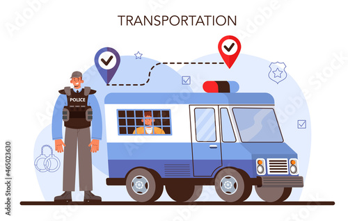 Convoy concept. Transportation of a criminal in an armored