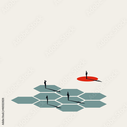 Business team leader vector concept. Symbol of leadership, success, growth, cooperation. Minimal design illustration.