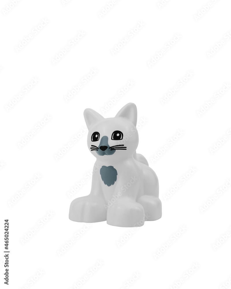 Naklejka premium White plastic cat toy isolated on white background.