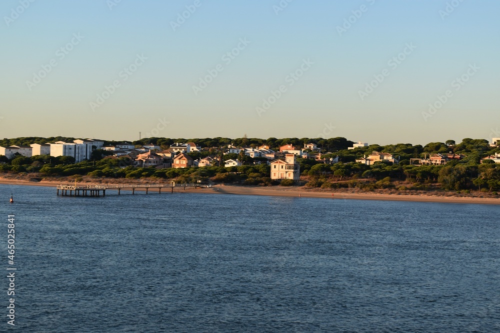
A view of the coast of Huelva at the sunset