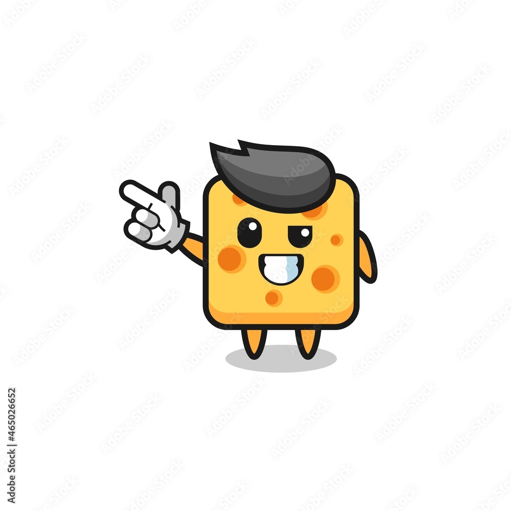 Obraz premium cheese mascot pointing top left