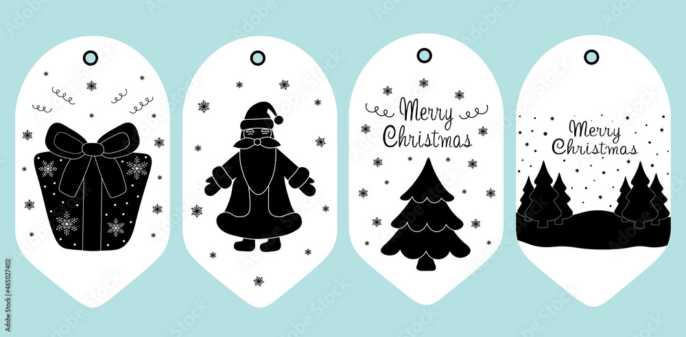 Obraz premium Set Christmas gift tags vector illustration