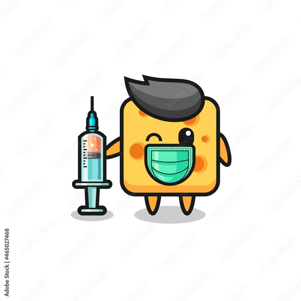 cheese mascot as vaccinator
