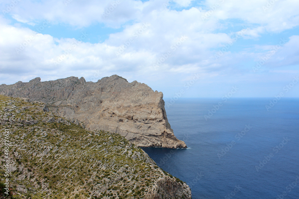 Beautiful seascape overlooking the rocks. Cape Formentor, Mallorca island, Spain Beautiful seascape overlooking the rocks. Cape Formentor, Mallorca island, Spain