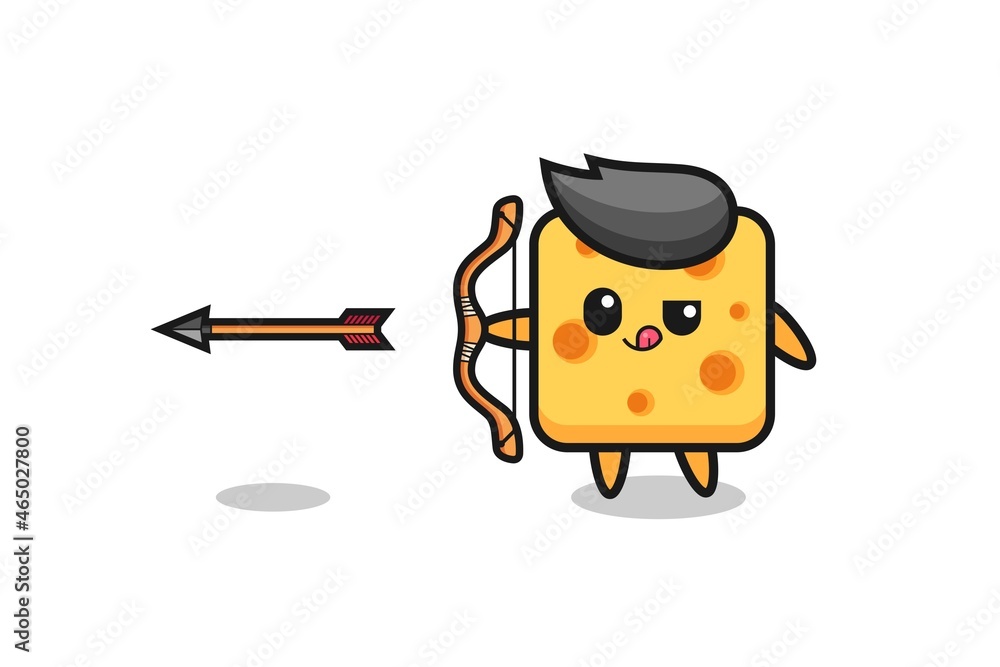 Fototapeta premium illustration of cheese character doing archery
