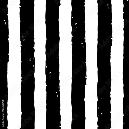 Vector rough black stripes white seamless pattern
