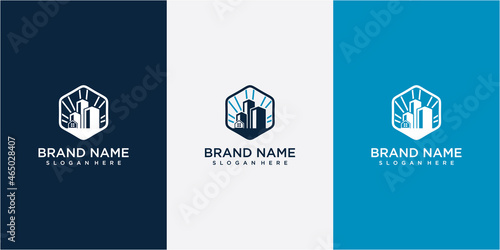 Creative building structure logo design real estate, architecture, construction