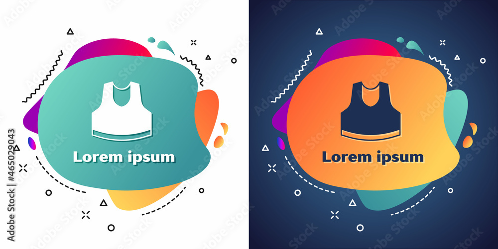 Naklejka premium White Undershirt icon isolated on white and blue background. Abstract banner with liquid shapes. Vector