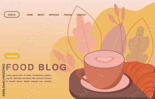 Cappuccino and croissant  breakfast. Vector illustration for poster  banner  website  advertising.