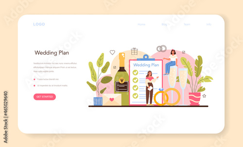 Wedding planner web banner or landing page. Professional organizer