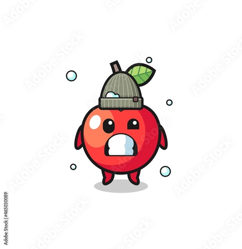 cute cartoon cherry with shivering expression