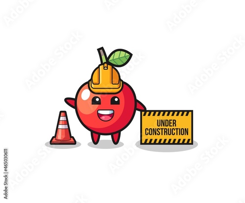 illustration of cherry with under construction banner