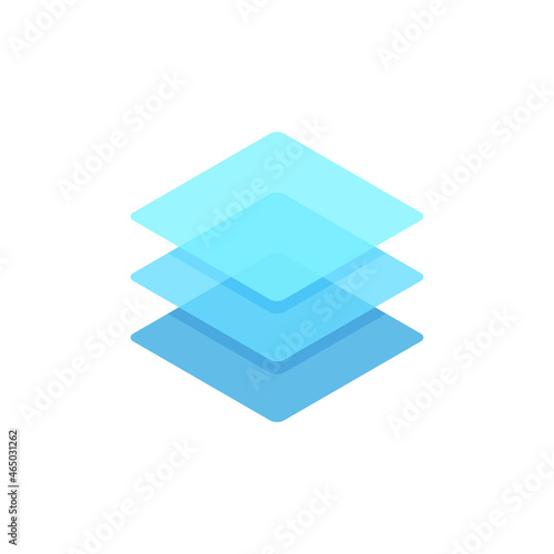 Three layers blue icon. Clipart image isolated on white background