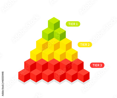 3 tier pyramid of cubes diagram. Clipart image