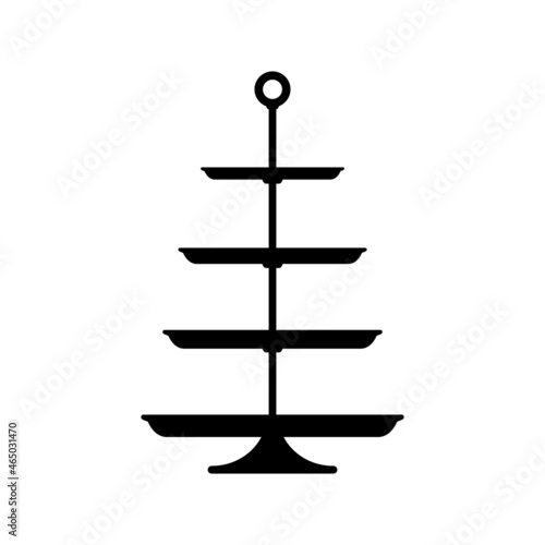 4 tier cupcake stand silhouette icon. Clipart image isolated on white background