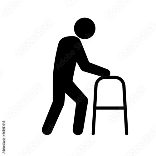 Elderly with zimmer frame pictogram. Clipart image isolated on white background